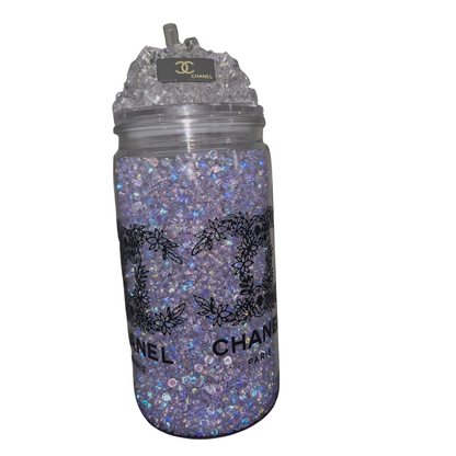 CC Diamond Filled Tumbler With Decorated Ice Lid